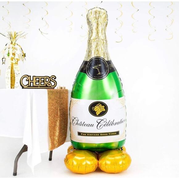 Champagne Celebration 3 Balloon Set – 2 Pack AirLoonz & Mylar Bottle - Picture 13 of 15